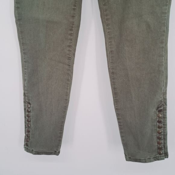 Soft Surroundings Metro Denim Snap Ankle Army Green Pants - Picture 3 of 8